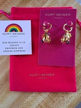 Kurt Geiger Kids Gold Hoop Earrings with Multicolor Crystals